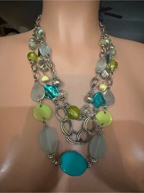 Ruby Rd. Turquoise and Lime Multi-Strand Statement Necklace